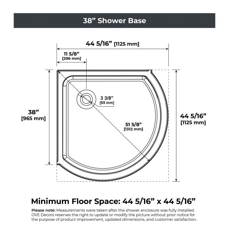 Ove Decors OVE Decors Breeze 44 in. Round Shower Kit, Clear Door with Shower Base and Wall 15SKA-BREE38-BLKAC