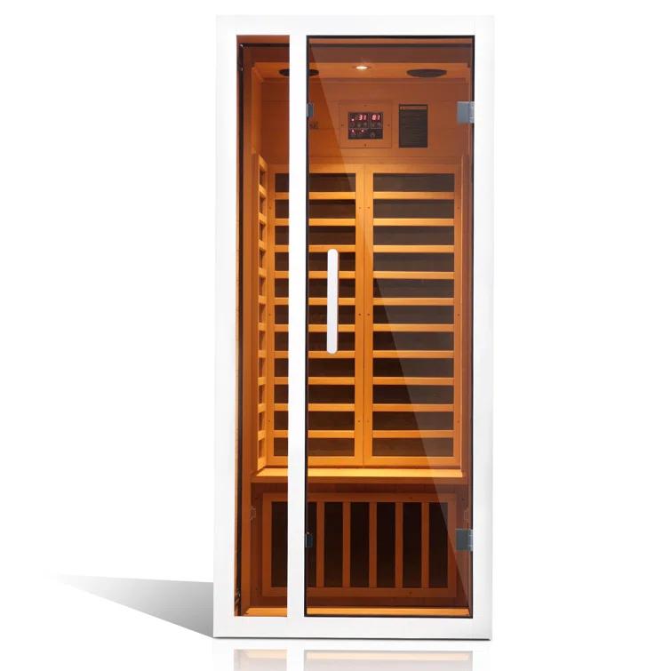 1-Person Extendable Indoor FAR Infrared Sauna Bluetooth Compatible with 6 Carbon Heaters