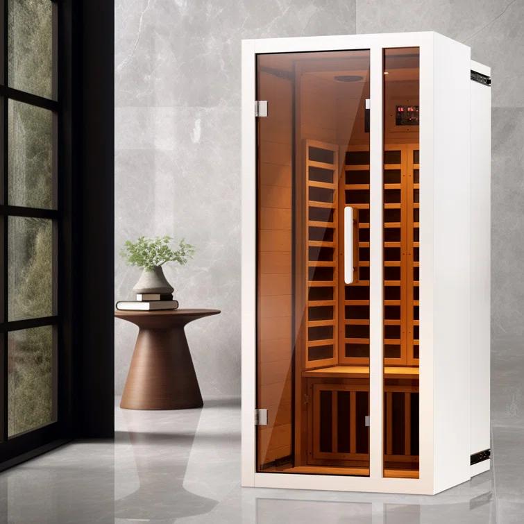 1-Person Extendable Indoor FAR Infrared Sauna Bluetooth Compatible with 6 Carbon Heaters