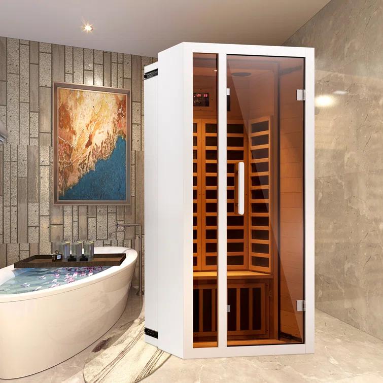 1-Person Extendable Indoor FAR Infrared Sauna Bluetooth Compatible with 6 Carbon Heaters