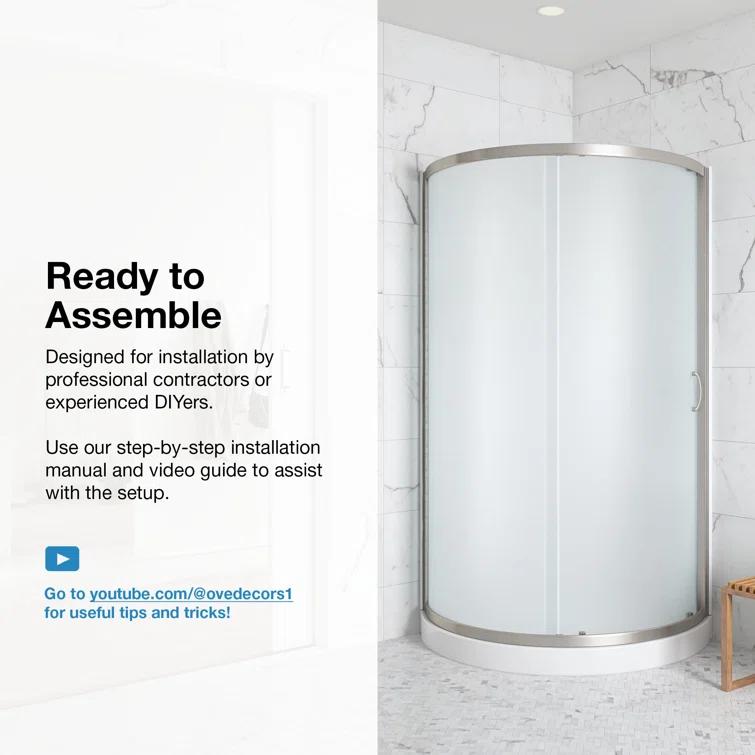 OVE Decors Breeze 33 in. Round Shower Kit w/ Frosted, Base, Wall