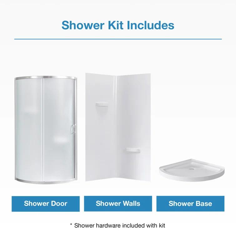 OVE Decors Breeze 33 in. Round Shower Kit w/ Frosted, Base, Wall