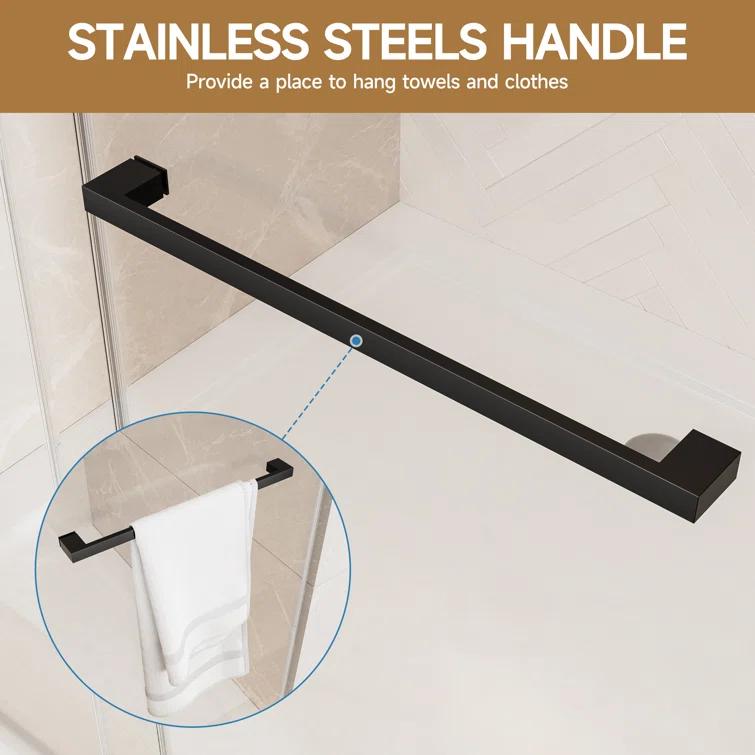 Rizzon 56-60 " W X 76 " H Double Sliding Frameless Shower Door  5/16" Tempered Glass, Stainless Steel Hardware | Wayfair