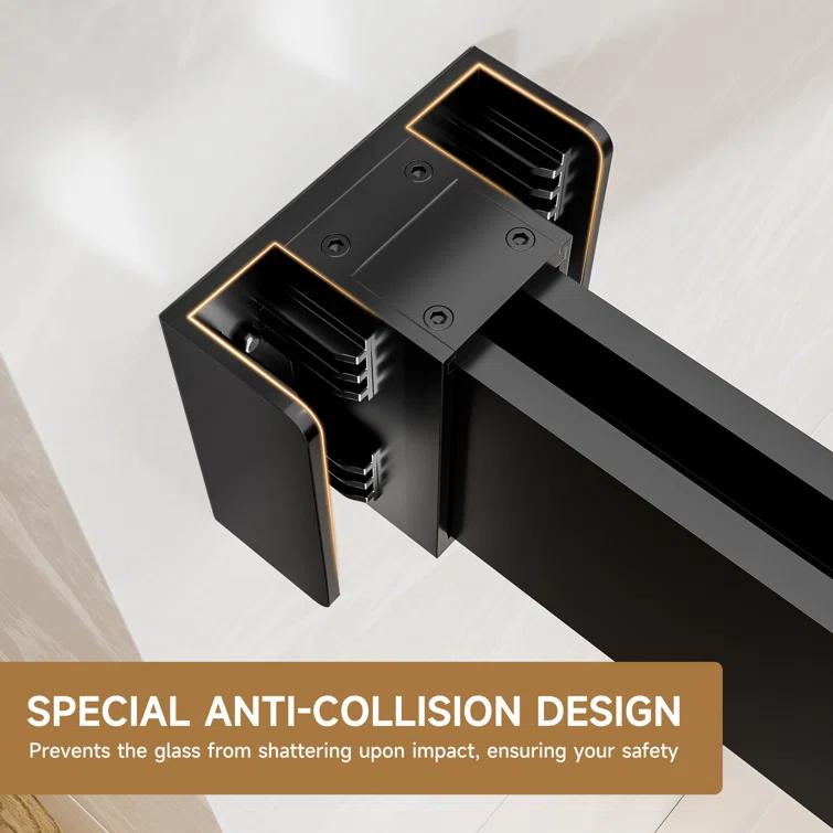 Rizzon 56-60 " W X 76 " H Double Sliding Frameless Shower Door  5/16" Tempered Glass, Stainless Steel Hardware | Wayfair