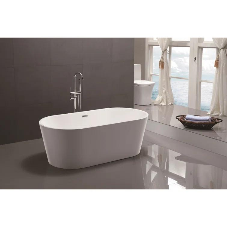 Iris 59" x 30" Freestanding Soaking Acrylic Bathtub