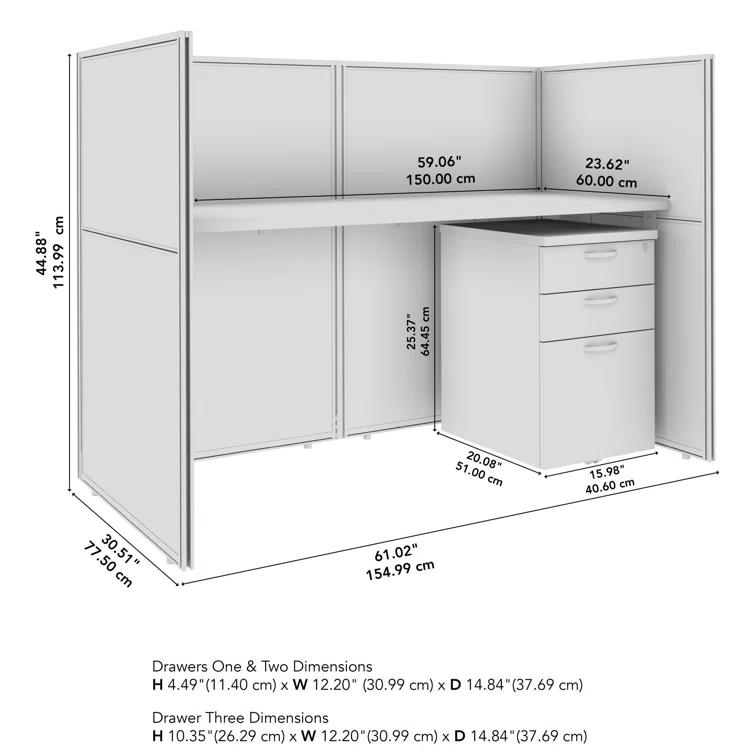 Bush Business Furniture Easy Office Rectangle 1 Person Benching Workstation with Cable Management