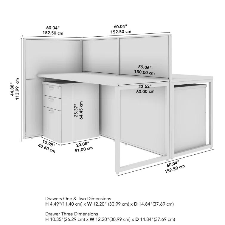 Bush Business Furniture Easy Office Rectangle 2 Person Cubicle with Cable Management