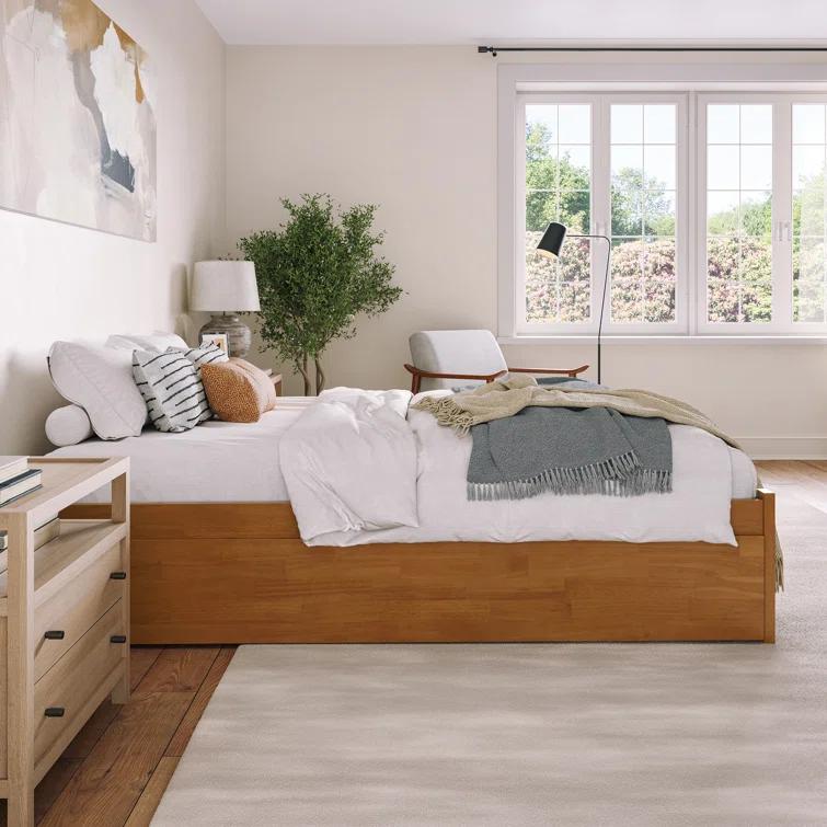 Solid Wood Platform Storage Bed
