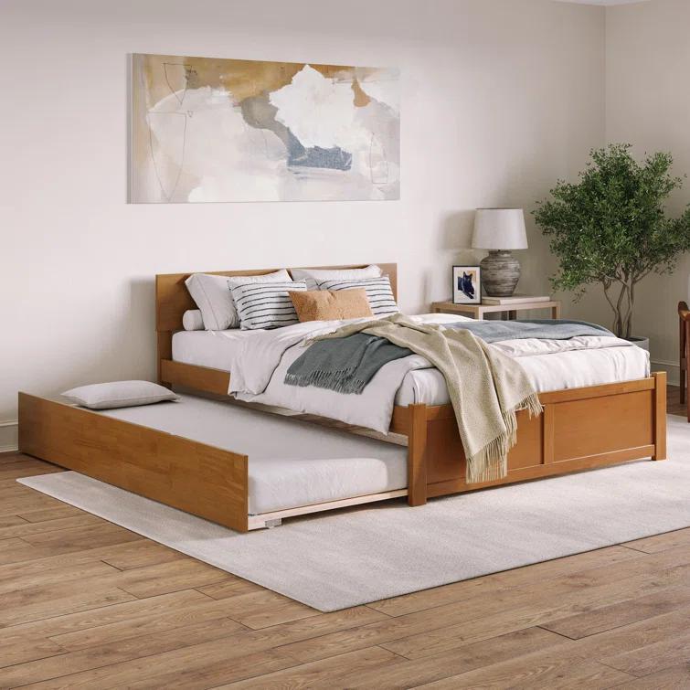 AFI Furnishings Orlando Solid Wood Platform Bed with Panel Footboard & Trundle