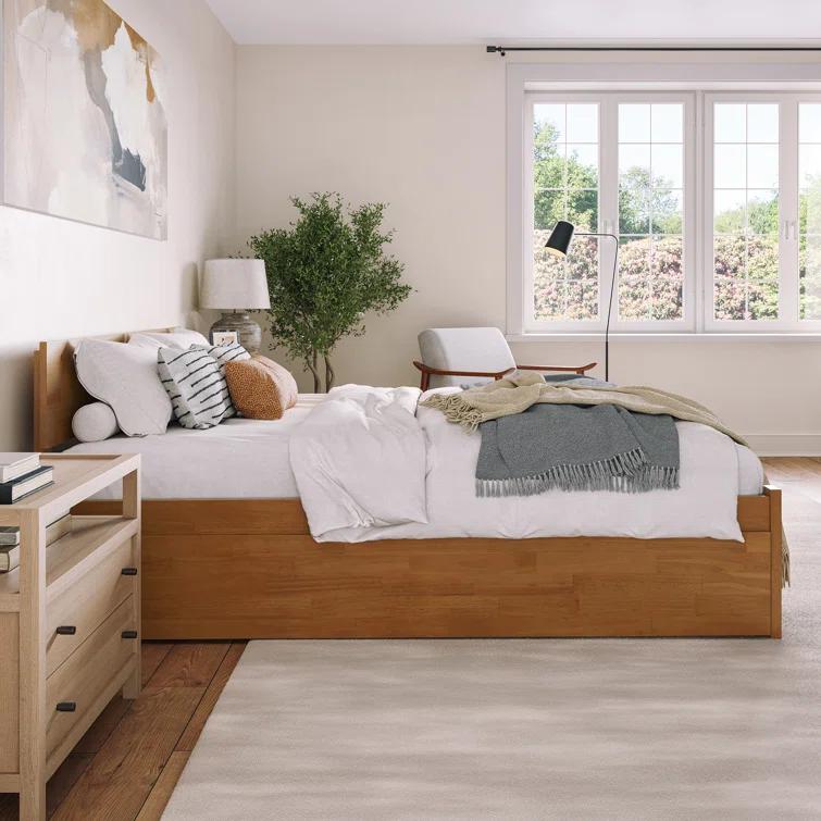 AFI Furnishings Orlando Solid Wood Platform Bed with Panel Footboard & Trundle