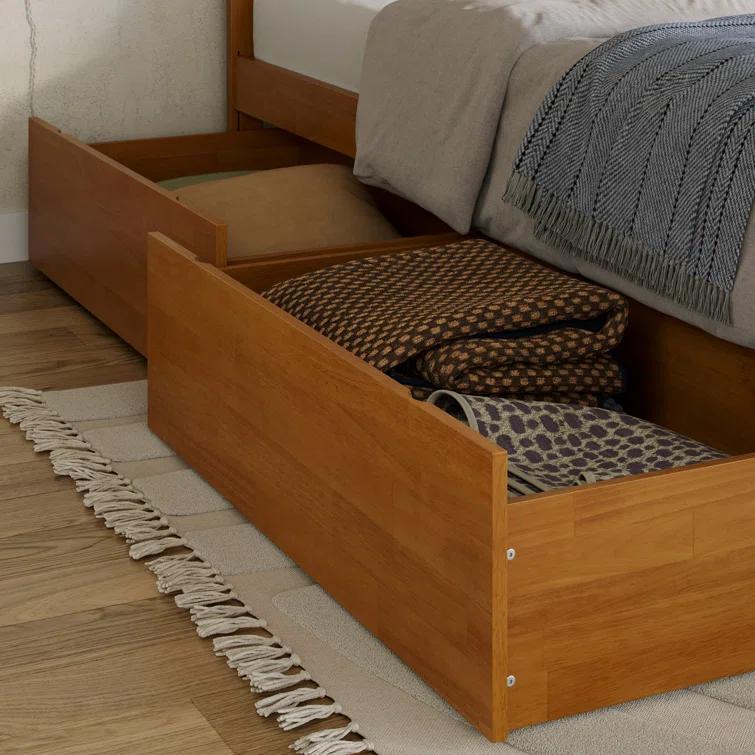 Solid Wood Platform Storage Bed