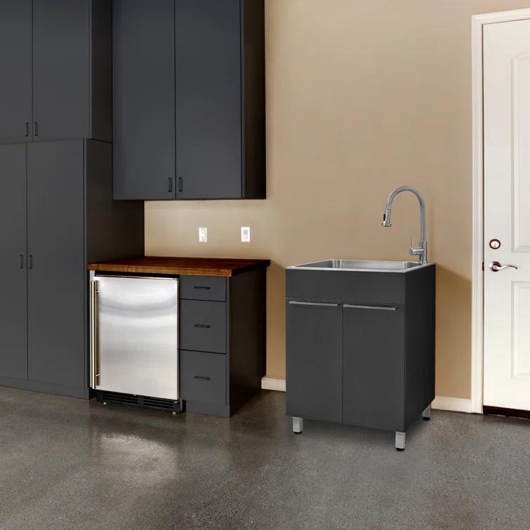 All-In-One 24.1" L x 21.3" W Free Standing Laundry Sink with Faucet