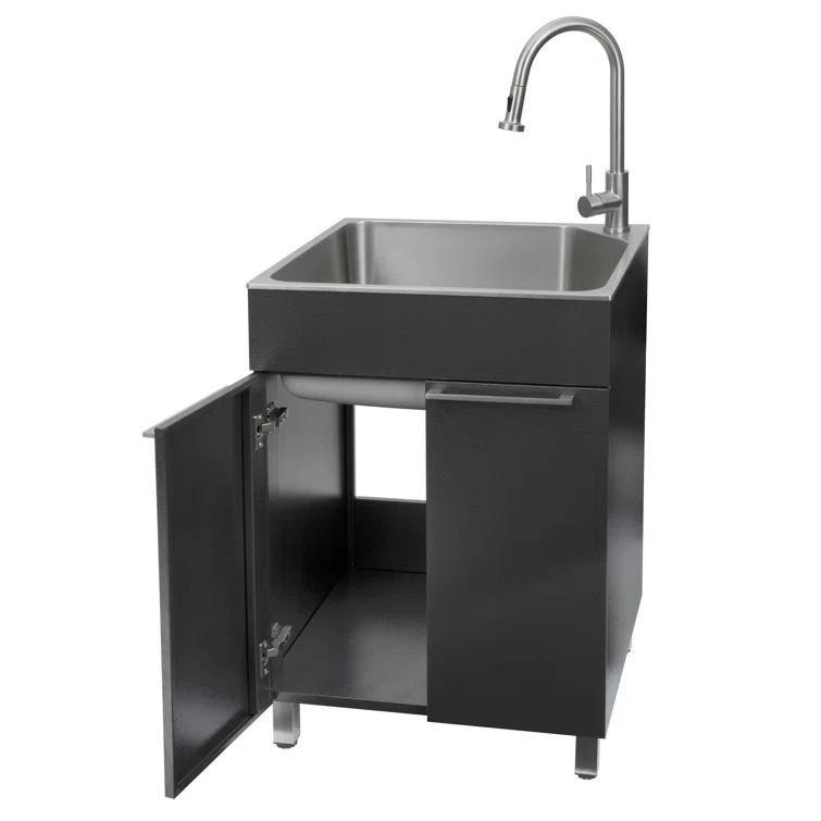 All-In-One 24.1" L x 21.3" W Free Standing Laundry Sink with Faucet