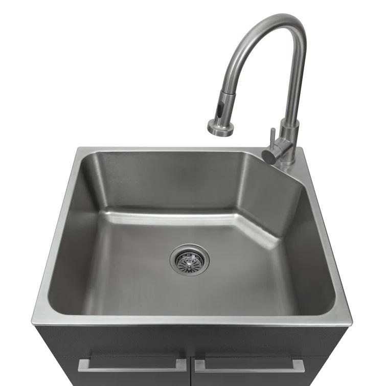 All-In-One 24.1" L x 21.3" W Free Standing Laundry Sink with Faucet