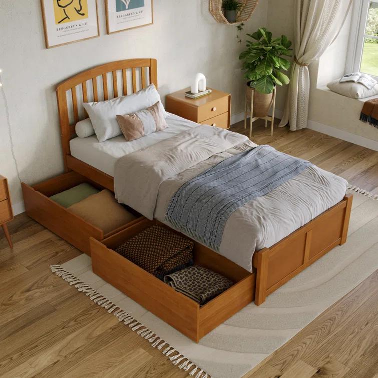 Solid Wood Platform Storage Bed