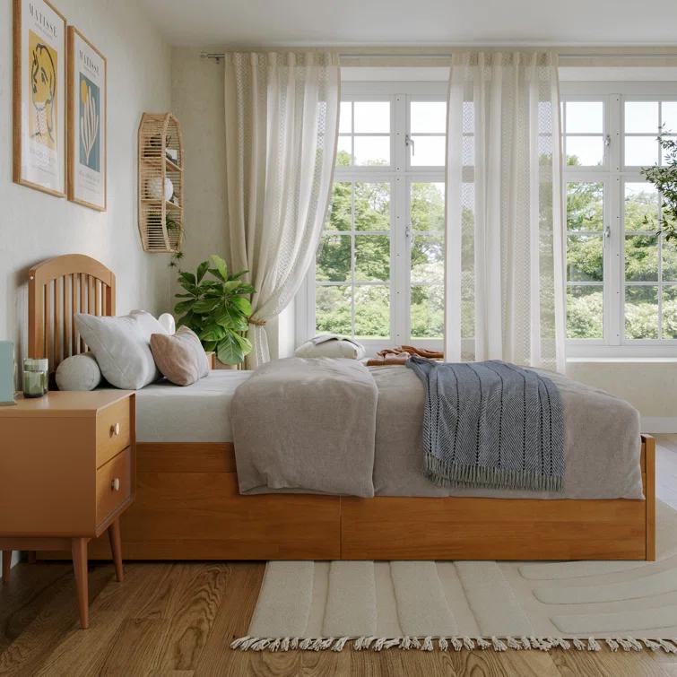 Solid Wood Platform Storage Bed