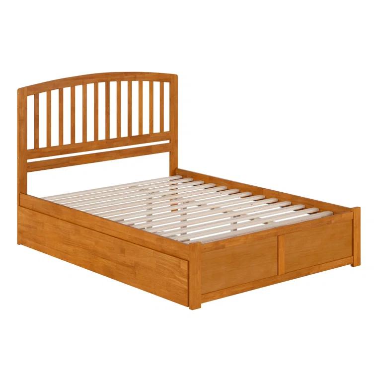 Richmond Solid Wood Platform Bed with Panel Footboard and Trundle