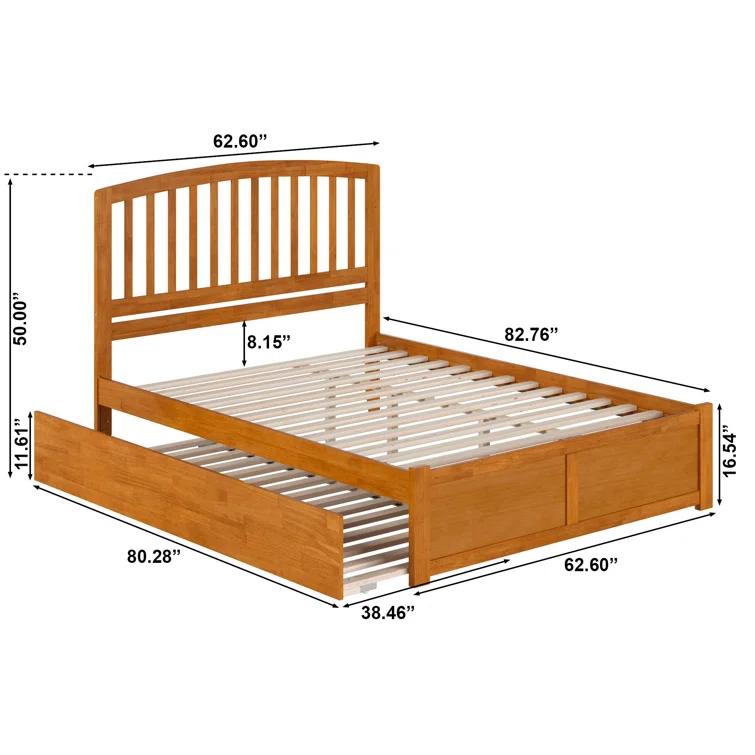Richmond Solid Wood Platform Bed with Panel Footboard and Trundle