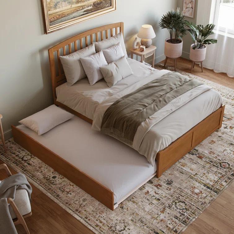 Richmond Solid Wood Platform Bed with Panel Footboard and Trundle