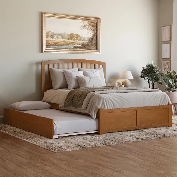 Richmond Solid Wood Platform Bed with Panel Footboard and Trundle