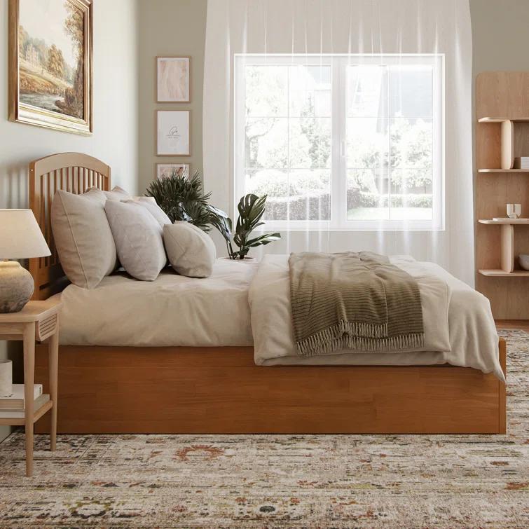 Richmond Solid Wood Platform Bed with Panel Footboard and Trundle