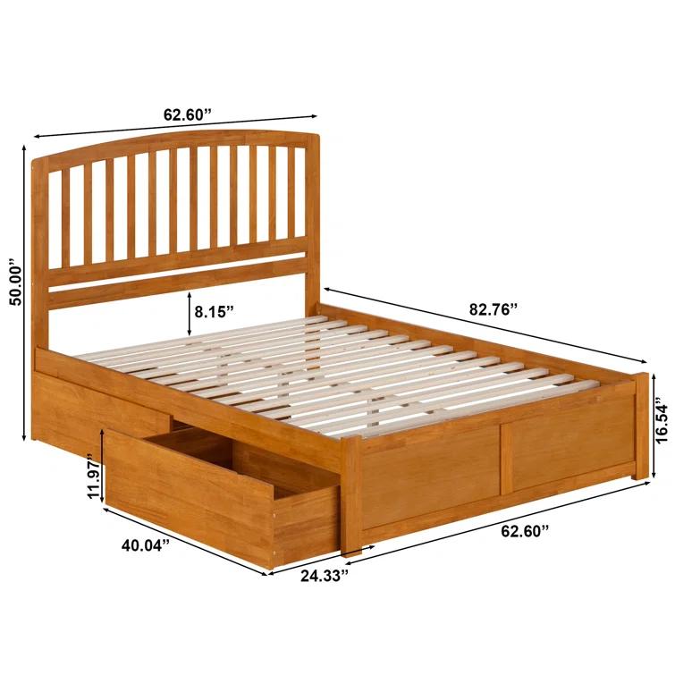 Solid Wood Platform Storage Bed
