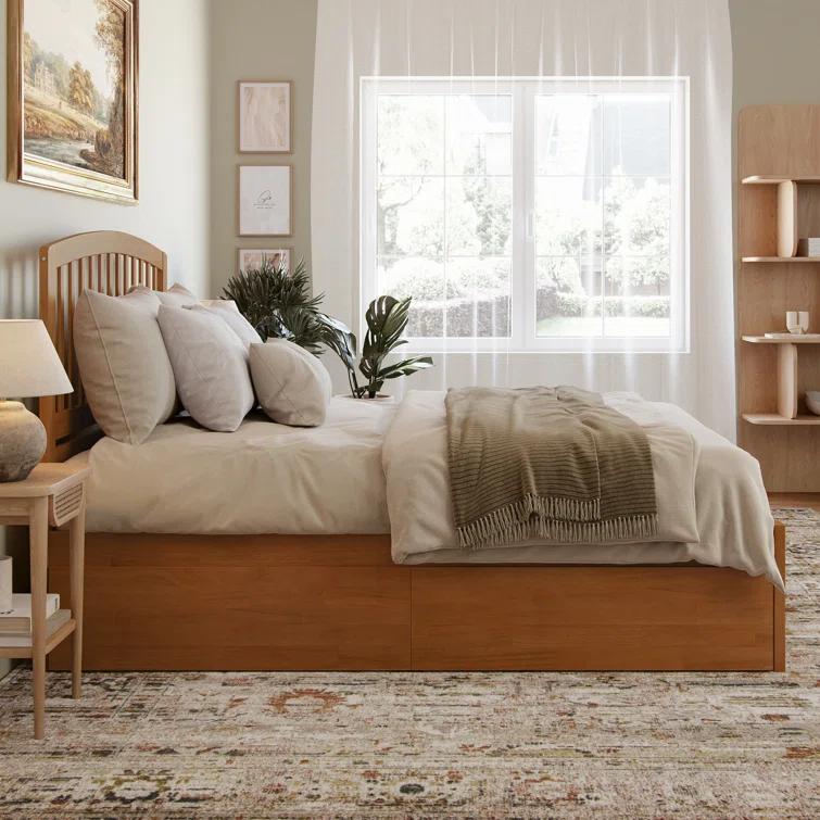 Solid Wood Platform Storage Bed