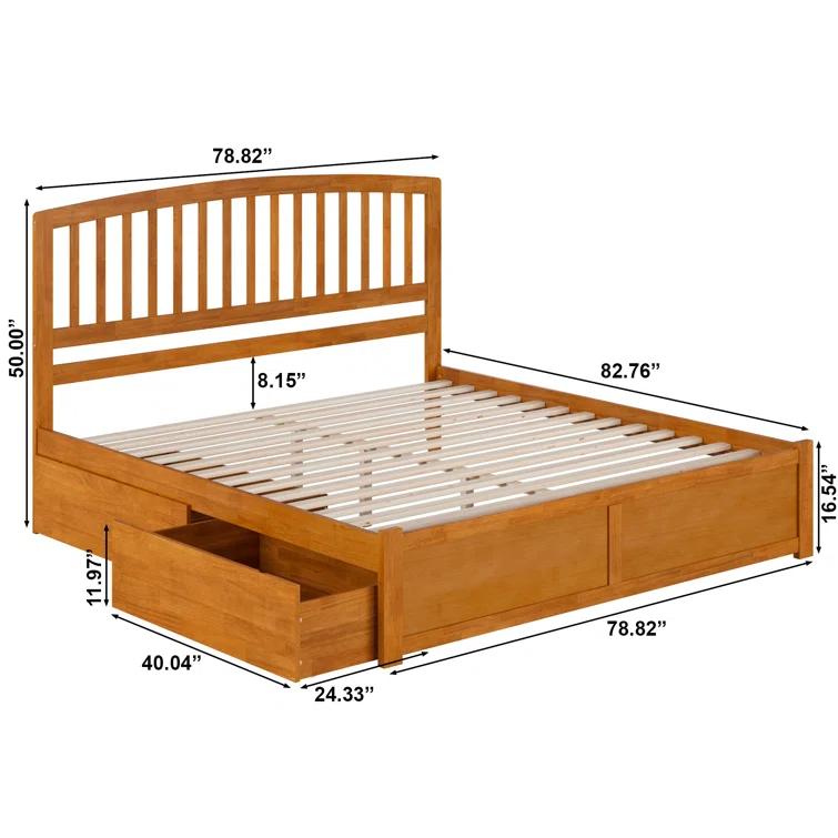 Solid Wood Platform Storage Bed