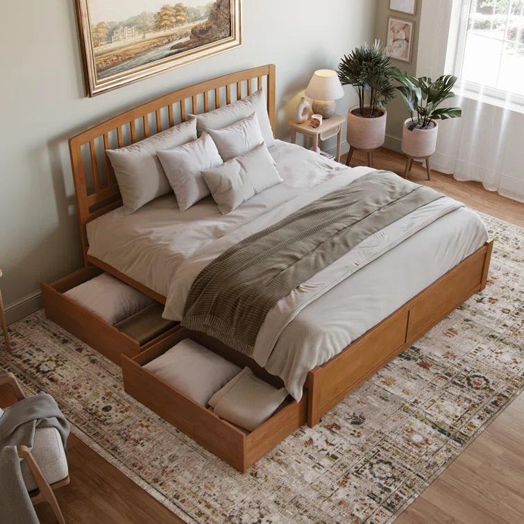 Solid Wood Platform Storage Bed