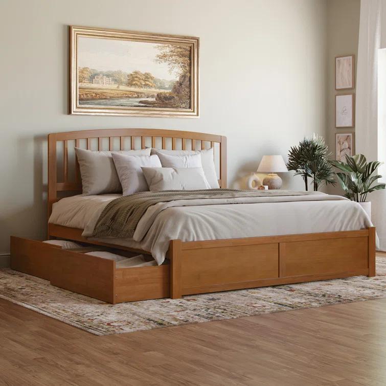 Solid Wood Platform Storage Bed