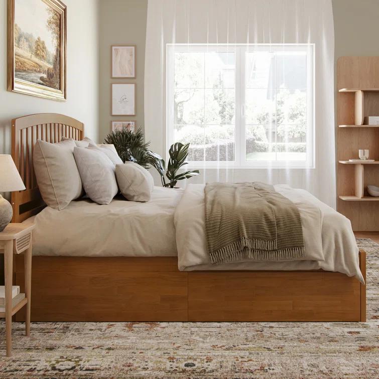 Solid Wood Platform Storage Bed