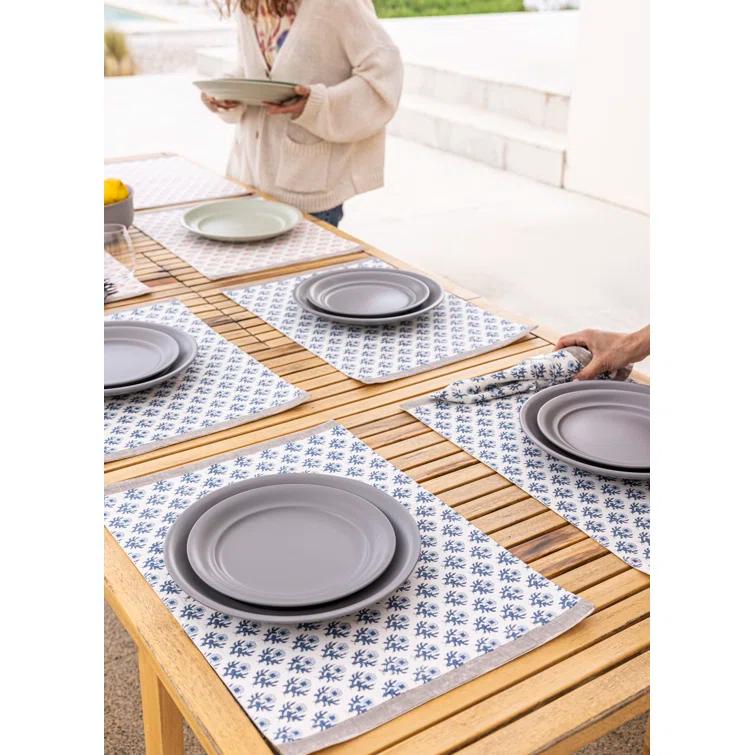 over&back Rimmed 16-Piece Semi Hand-Finished Stoneware Dinnerware Set, Service for 4