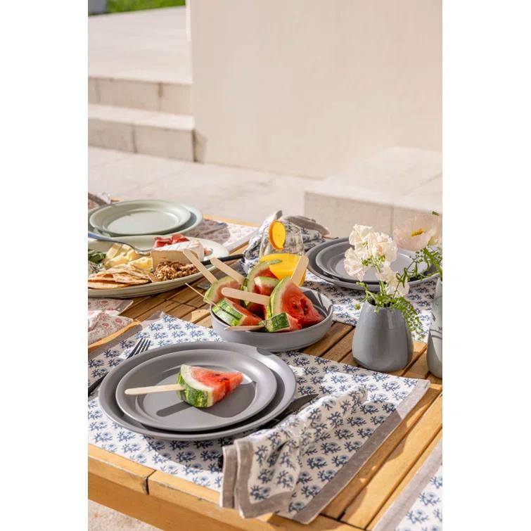 over&back Rimmed 16-Piece Semi Hand-Finished Stoneware Dinnerware Set, Service for 4