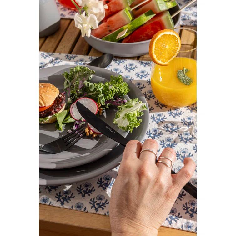 over&back Rimmed 16-Piece Semi Hand-Finished Stoneware Dinnerware Set, Service for 4