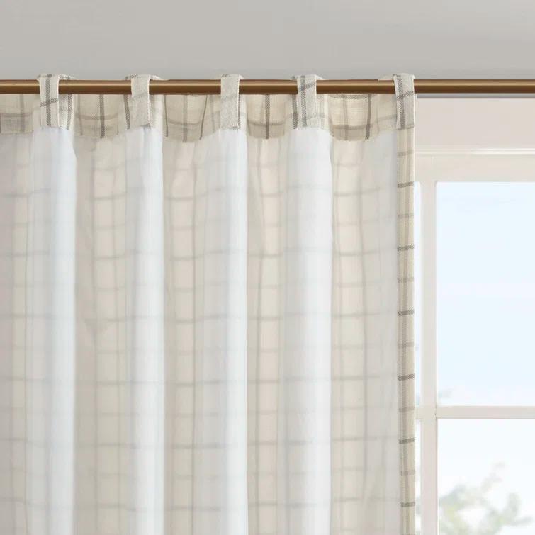Anaheim Woven Plaid Room Darkening Thermal Fleece Lined Single Curtain Panel