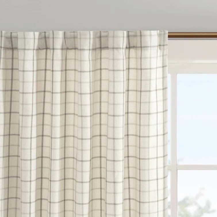 Anaheim Woven Plaid Room Darkening Thermal Fleece Lined Single Curtain Panel