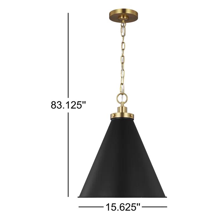 Midnight Black and Brass Cone Pendant Light