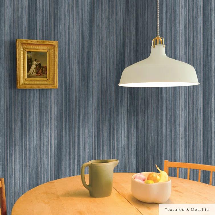 Tempaper & Co. 28 sq ft Faux Grasscloth Removable Peel and Stick Wallpaper Textured Chambray : Vinyl, Self-Adhesive, Blue