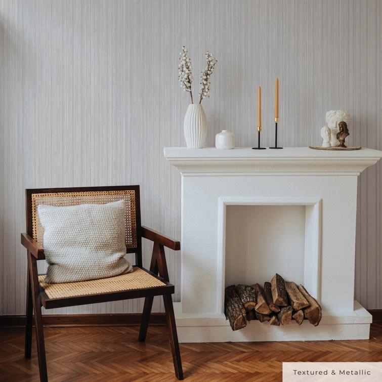 Tempaper & Co.® Faux Grasscloth Removable Peel and Stick Wallpaper, Textured Sterling Silver, 28 sq ft: Vinyl, Self-Adhesive