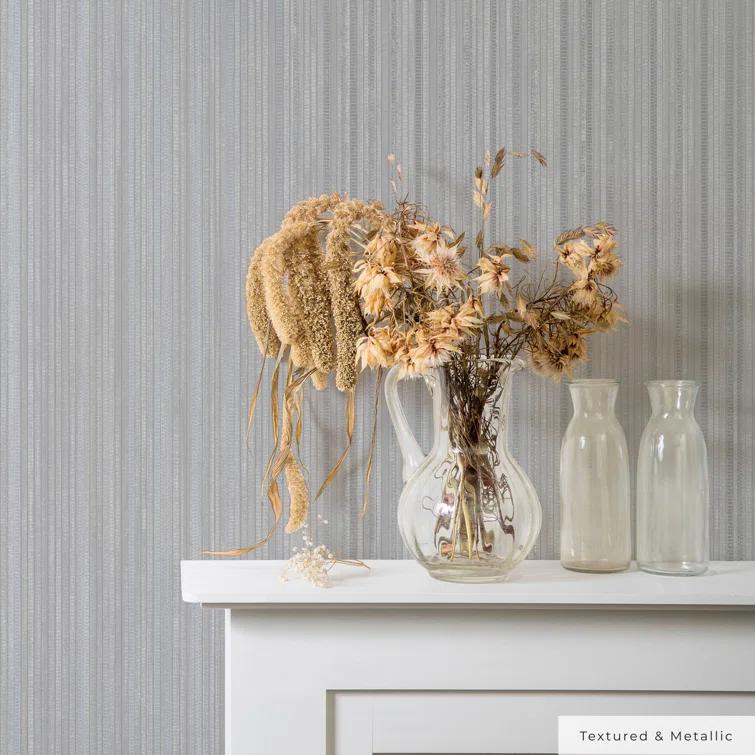 Tempaper & Co.® Faux Grasscloth Removable Peel and Stick Wallpaper, Textured Sterling Silver, 28 sq ft: Vinyl, Self-Adhesive