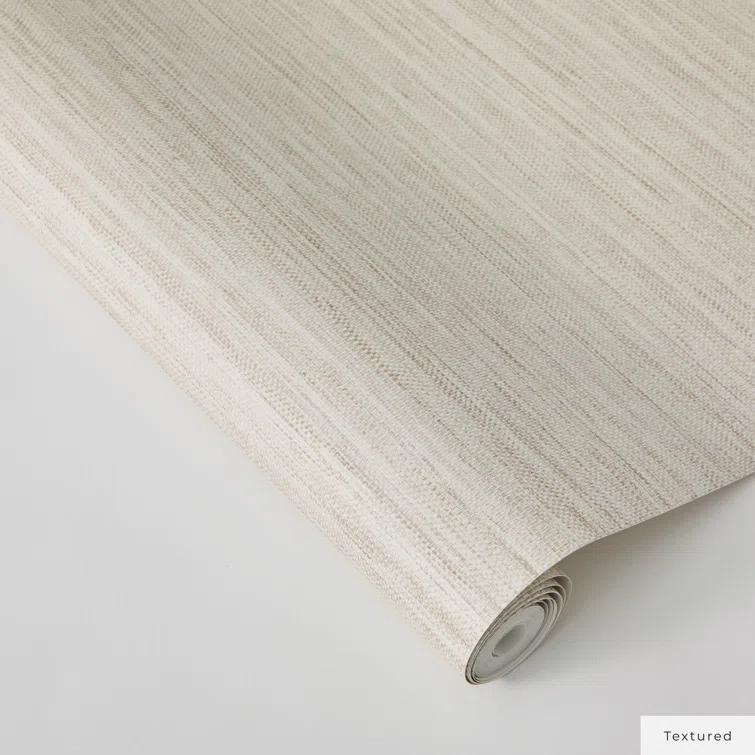 Tempaper & Co.® Faux Horizontal Grasscloth Removable Peel and Stick Wallpaper, Textured Ecru, 28 sq. ft.: Vinyl, Prepasted, Abstract Pattern