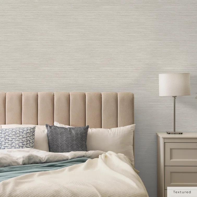 Tempaper & Co.® Faux Horizontal Grasscloth Removable Peel and Stick Wallpaper, Textured Ecru, 28 sq. ft.: Vinyl, Prepasted, Abstract Pattern
