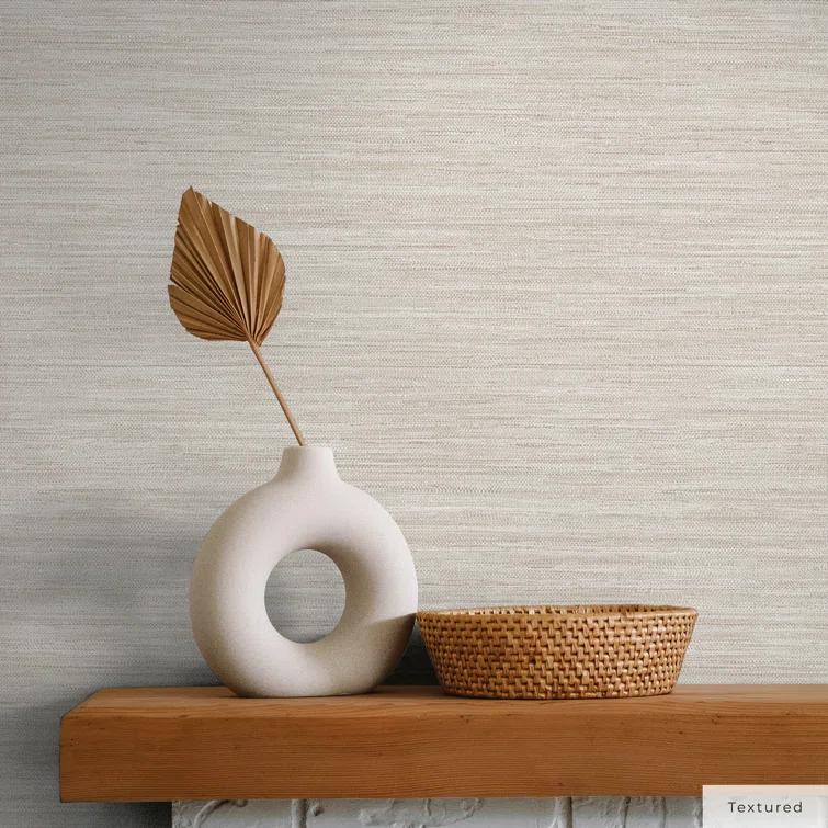 Tempaper & Co.® Faux Horizontal Grasscloth Removable Peel and Stick Wallpaper, Textured Ecru, 28 sq. ft.: Vinyl, Prepasted, Abstract Pattern