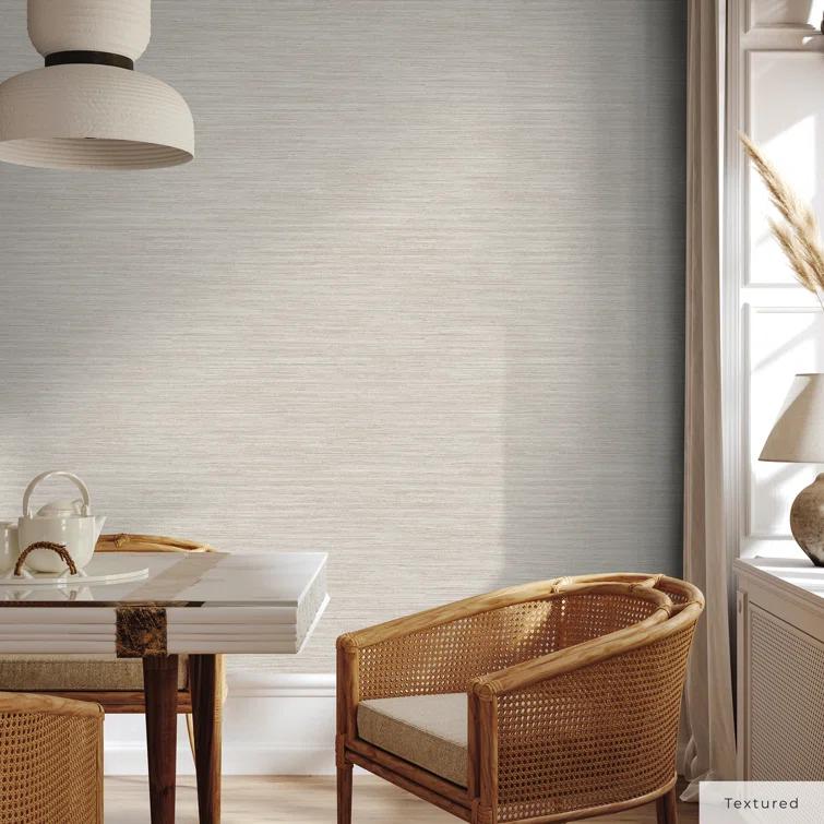 Tempaper & Co.® Faux Horizontal Grasscloth Removable Peel and Stick Wallpaper, Textured Ecru, 28 sq. ft.: Vinyl, Prepasted, Abstract Pattern