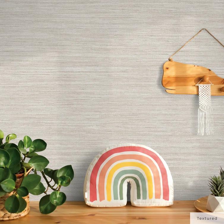 Tempaper & Co.® Faux Horizontal Grasscloth Removable Peel and Stick Wallpaper, Textured Ecru, 28 sq. ft.: Vinyl, Prepasted, Abstract Pattern