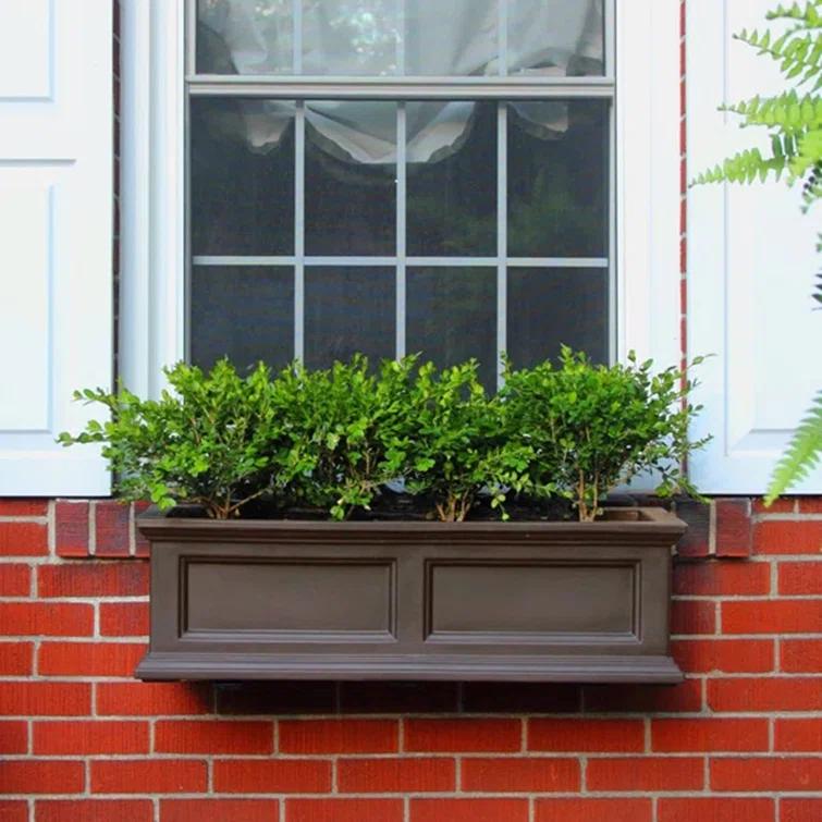 The Anastasiya Resin Window Box Planter with Water Reservoir