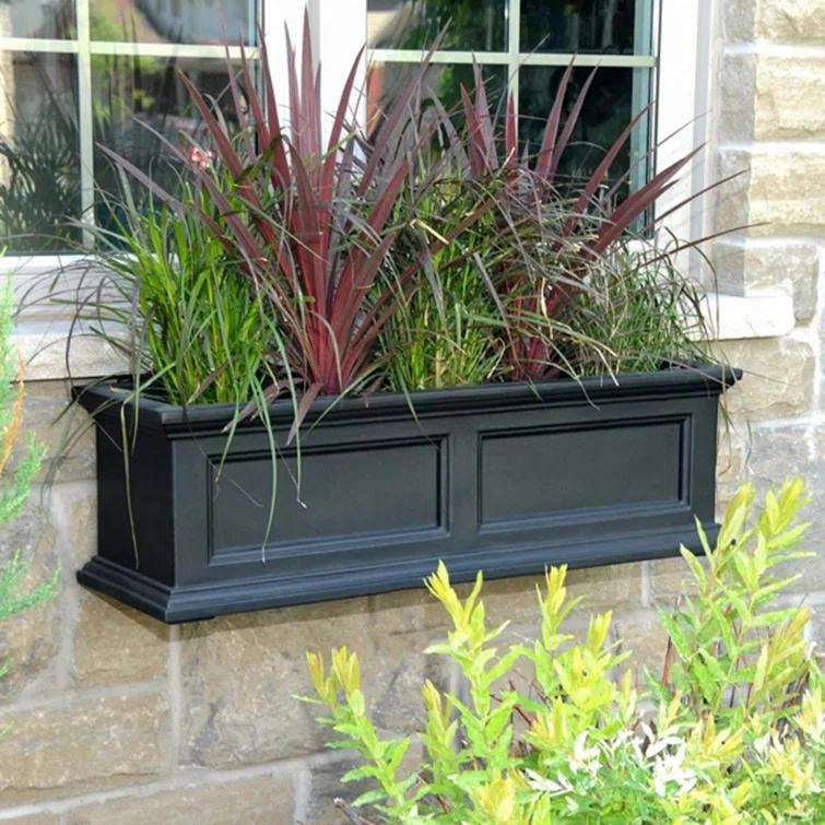 The Anastasiya Resin Window Box Planter with Water Reservoir
