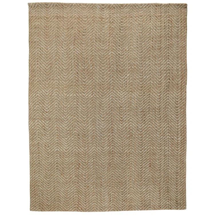 Handmade Ivory Wool Herringbone Rectangular 8' x 10' Rug