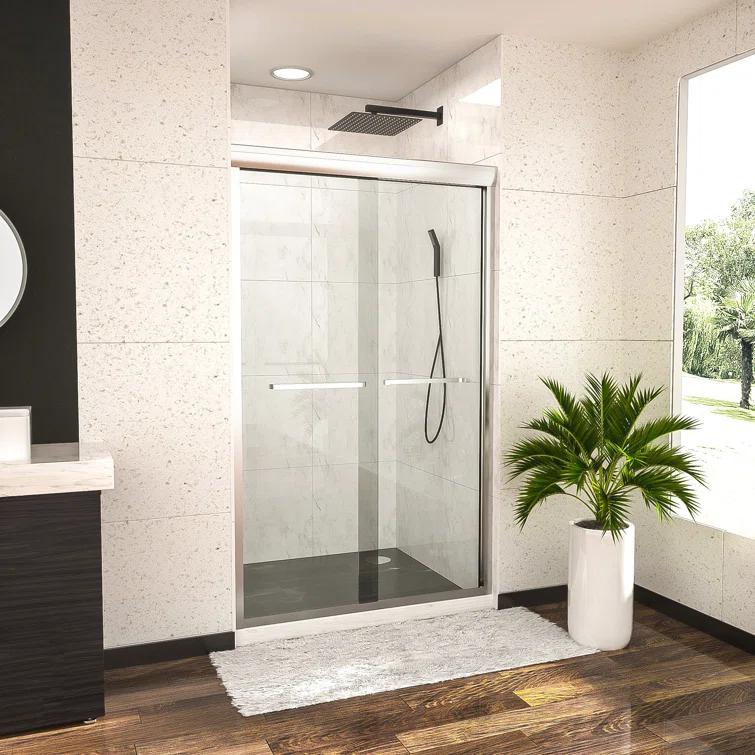 Shower Door 48" W X 76"H Semi-Frameless Bypass Sliding Shower Enclosure