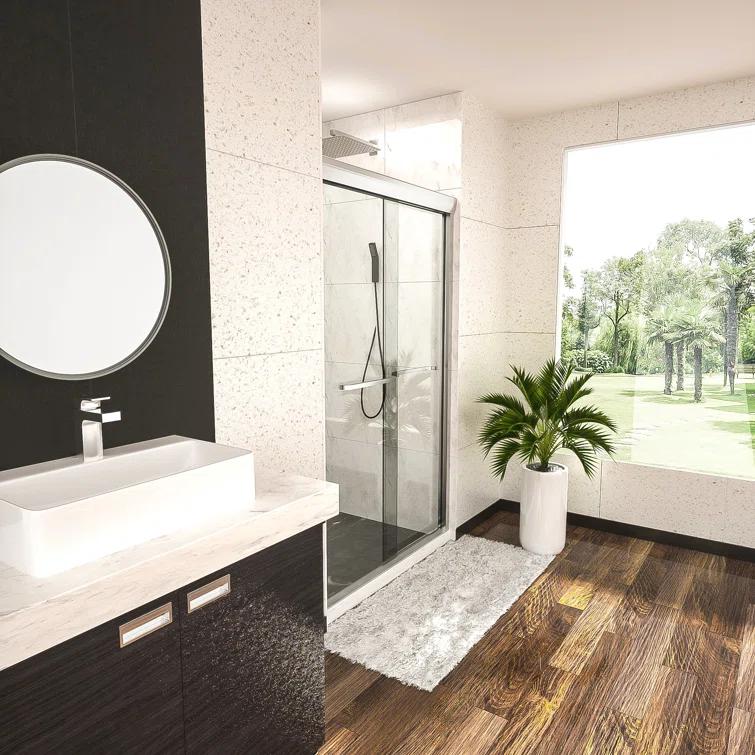 Shower Door 48" W X 76"H Semi-Frameless Bypass Sliding Shower Enclosure